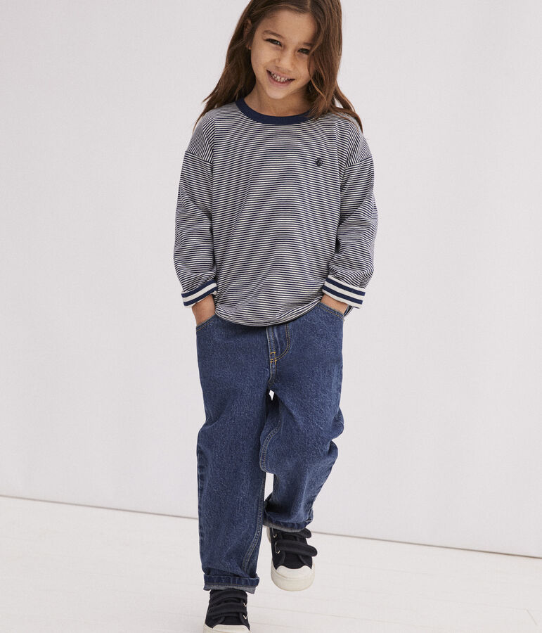 Tee-shirt manches longues en tubique enfant fille / gar&ccedil;on bleu MEDIEVAL/ MONTELIMAR