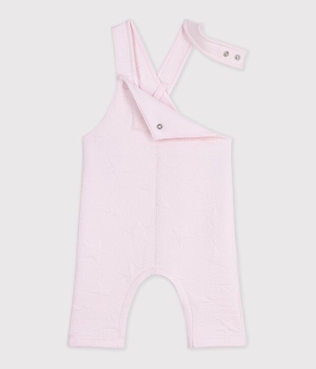 Salopette b&eacute;b&eacute; en coton &eacute;pais &agrave; motifs &eacute;toiles rose clair