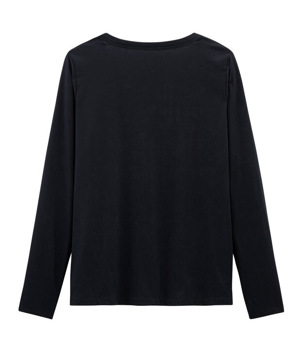 Tee shirt manches longues coton sea island femme bleu