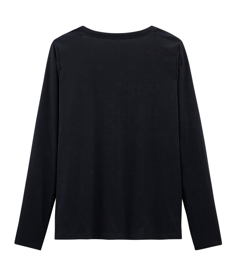 Tee shirt manches longues coton sea island femme bleu