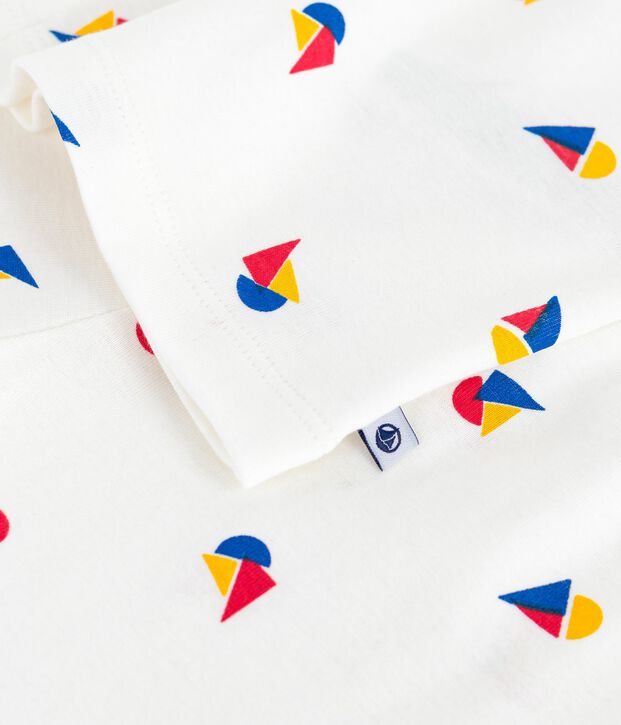 Pyjama boutonn&eacute; enfant en coton imprim&eacute; blanc/bleu/multicouleur