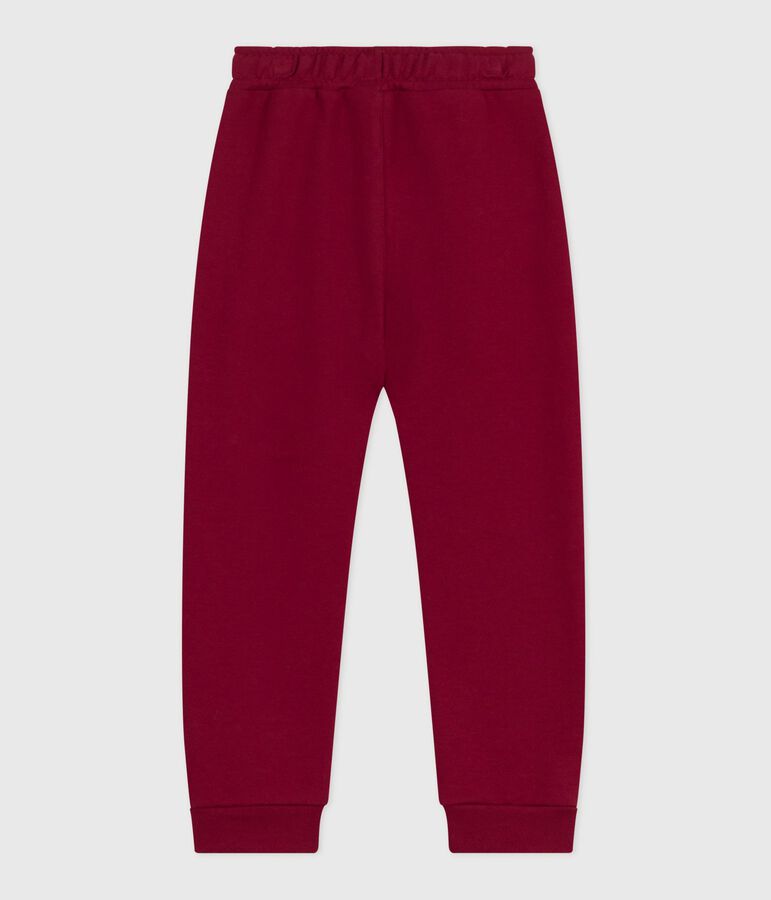 Pantalon de jogging enfant en coton uni rouge AMARANTE