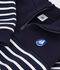 Sweatshirt col camionneur enfant en coton &agrave; rayures bleu/blanc