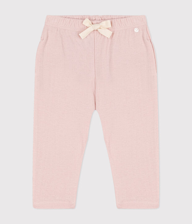 Pantalon b&eacute;b&eacute; en tubique uni rose
