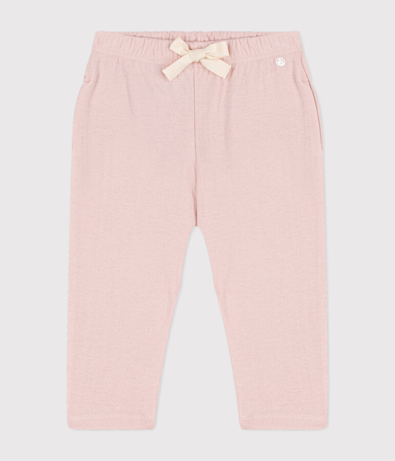 Pantalon b&eacute;b&eacute; en tubique uni rose