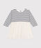 Robe en tubique rayé et tulle bébé blanc MARSHMALLOW/blanc MULTICO