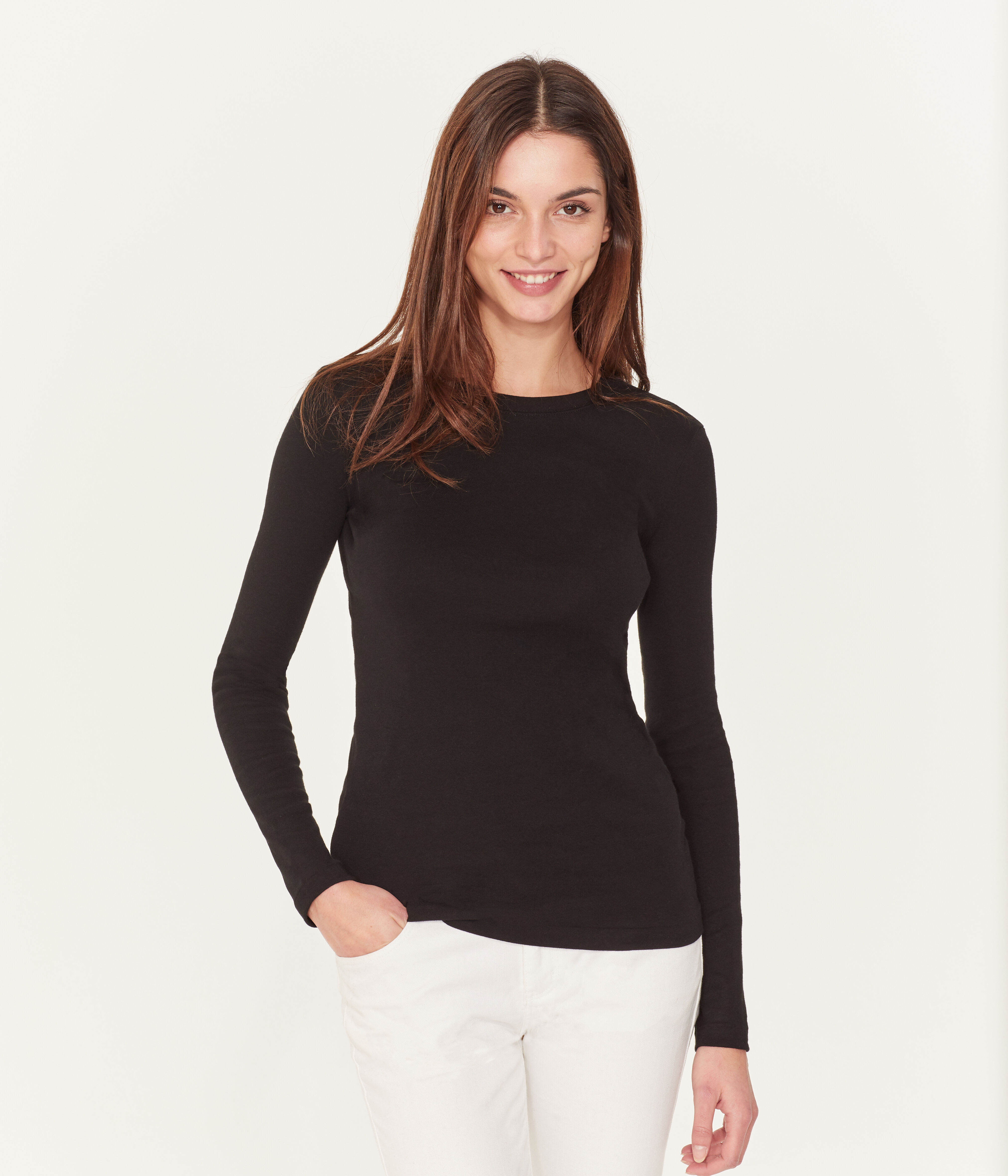 tee shirt uni manche longue femme