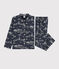 Pyjama imprimé Paris petit garçon en coton bleu MEDIEVAL/blanc ECUME