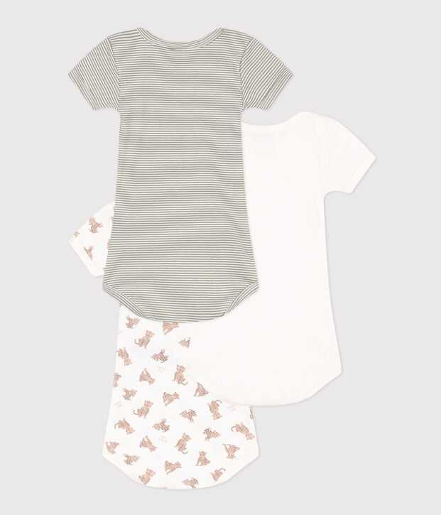 Lot de 3 bodies manches courtes leopards en coton multicouleur