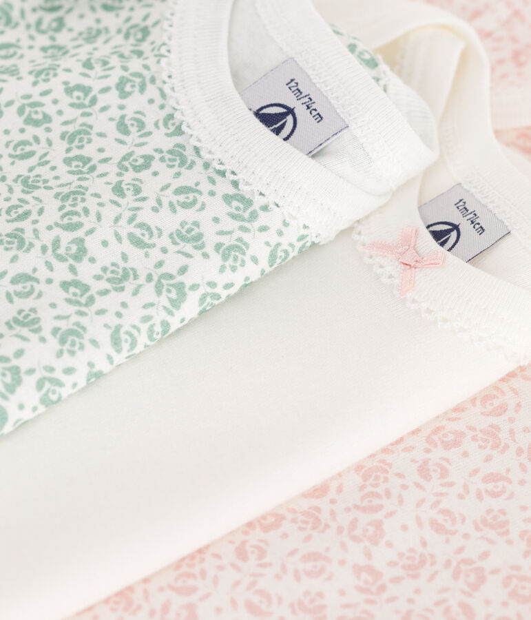 Lot de 3 bodies manches courtes en coton fleuri b&eacute;b&eacute; variante 1