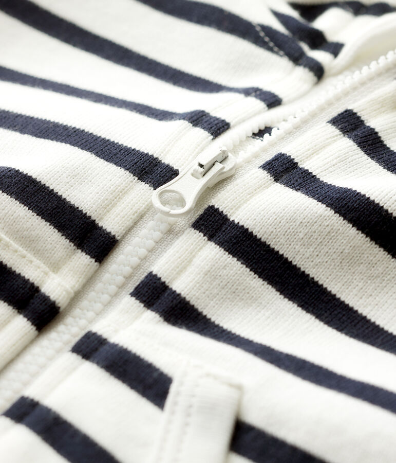 Sweatshirt &agrave; capuche en jersey b&eacute;b&eacute; gar&ccedil;on blanc MARSHMALLOW/bleu SMOKING