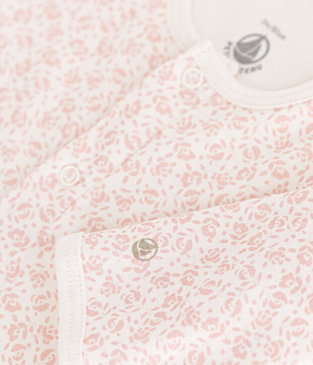 Bodyjama sans pieds en coton blanc/rose
