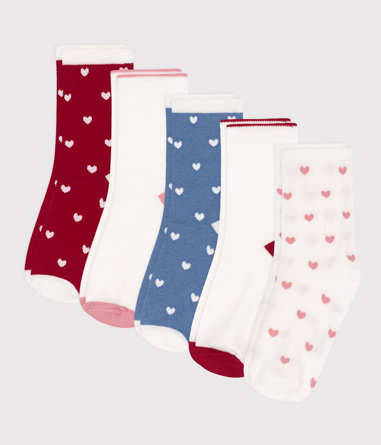 5 paires de chaussettes enfant fille en coton c&oelig;urs variante 1