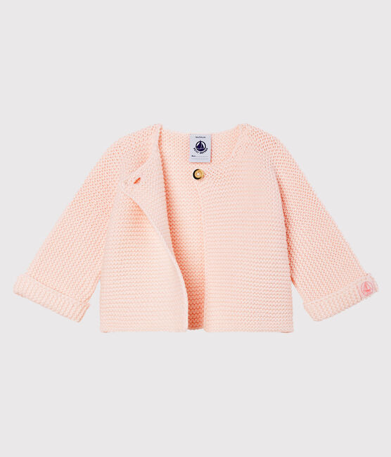 Cardigan bébé en tricot 100% coton rose FLEUR