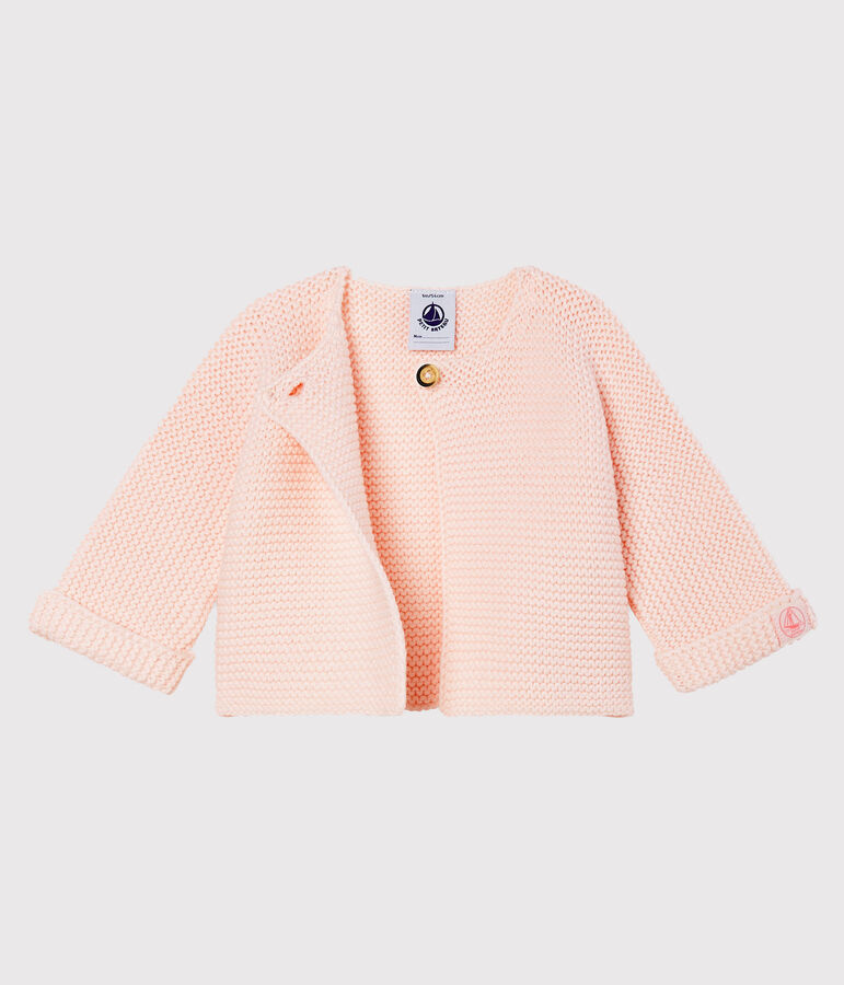 Cardigan b&eacute;b&eacute; en tricot 100% coton rose