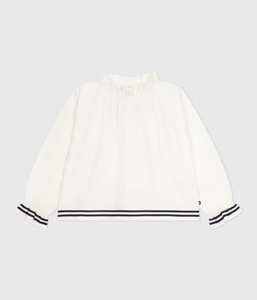 Blouse enfant en popeline de coton manches longues unie