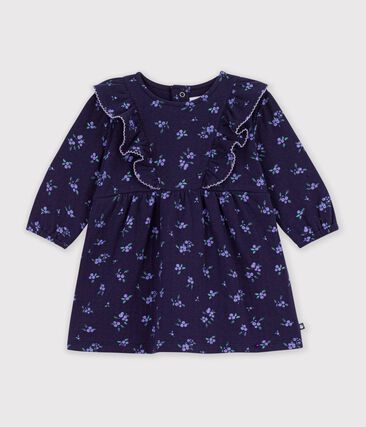 Robe bébé en coton manches longues imprimée à fleurs
