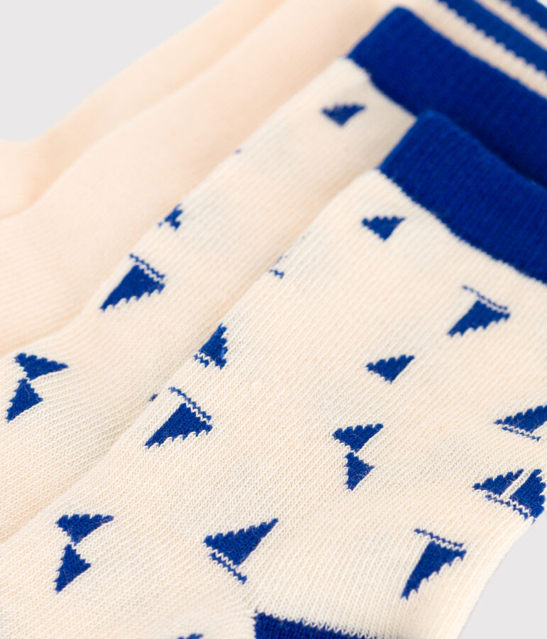 2 paires de chaussettes enfant en coton imprim&eacute; bateau multicouleur