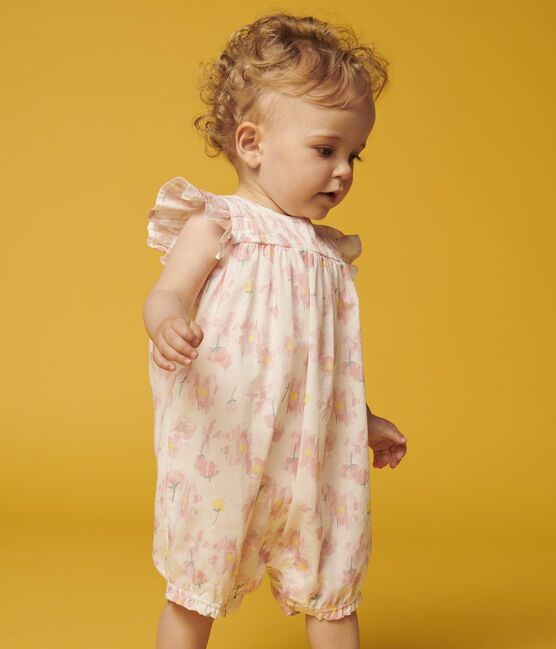 Combinaison Courte En Popeline Bebe Fille Marshmallow Multico Petit Bateau