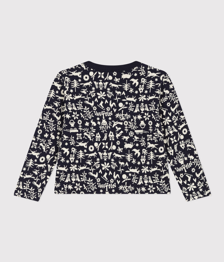 Cardigan imprim&eacute; en tubique matelass&eacute; enfant fille bleu SMOKING/ AVALANCHE