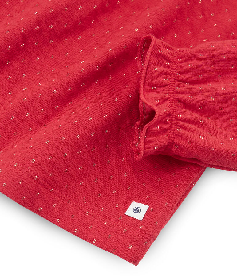 Pyjama petite fille en tubique et c&ocirc;te rouge/jaune