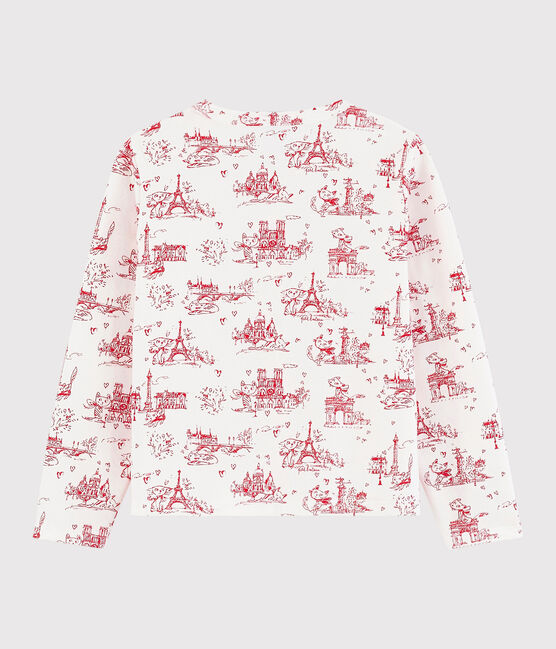 Cardigan en molleton enfant fille blanc MARSHMALLOW/rouge TERKUIT