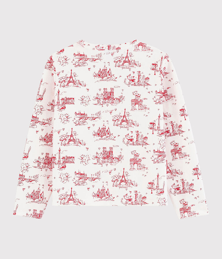 Cardigan en molleton enfant fille blanc/rouge