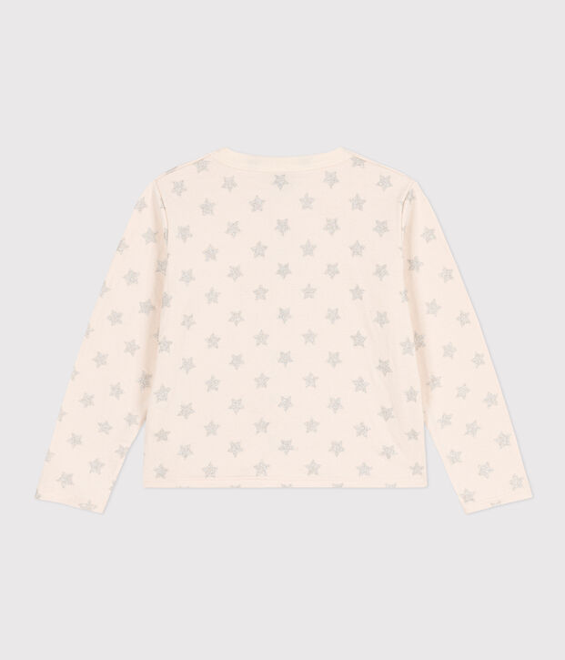 Cardigan en tubique imprim&eacute; enfant fille &eacute;cru/gris