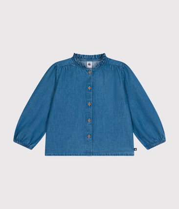 Blouse manches longues en denim enfant fille