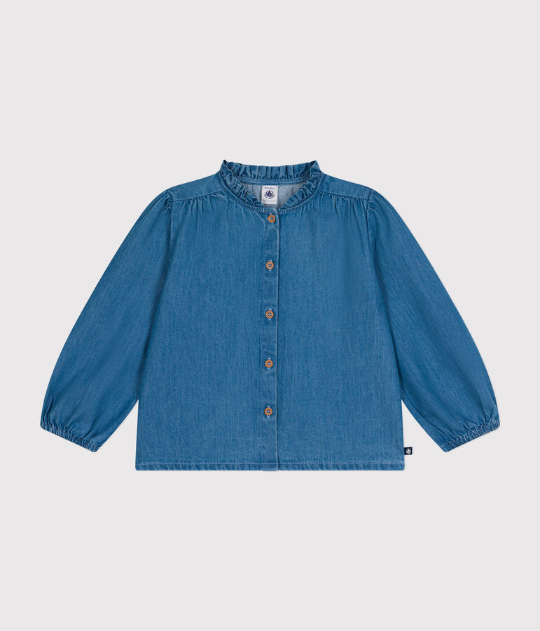 Blouse manches longues en denim enfant fille bleu DENIM CLAIR
