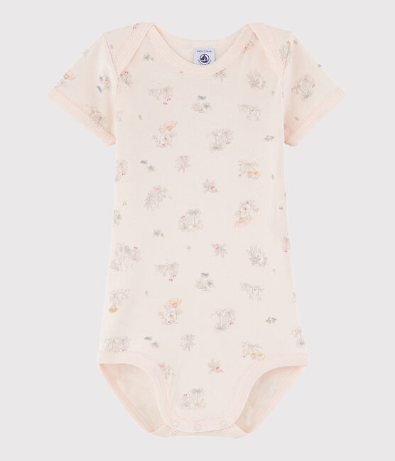 Body manches courtes bébé fille rose FLEUR/blanc MULTICO