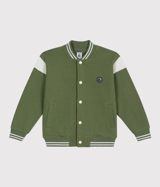 Veste teddy enfant en coton vert OLIVINE/ MILK