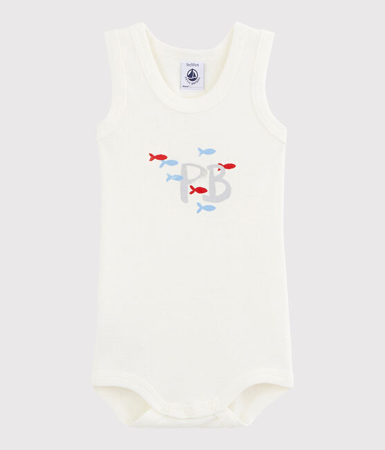 Body sans manches bébé garçon blanc MARSHMALLOW