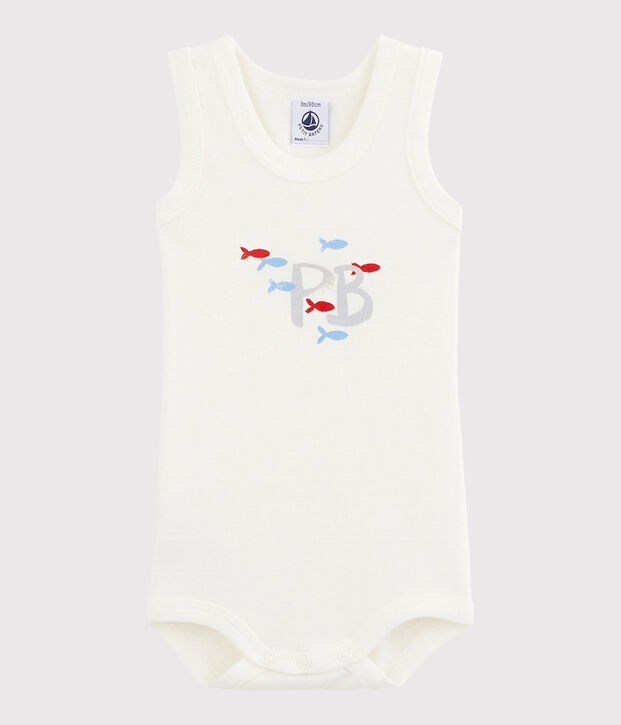 Body sans manches b&eacute;b&eacute; gar&ccedil;on blanc