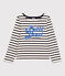 Marinière en coton enfant fille blanc MARSHMALLOW/bleu SMOKING