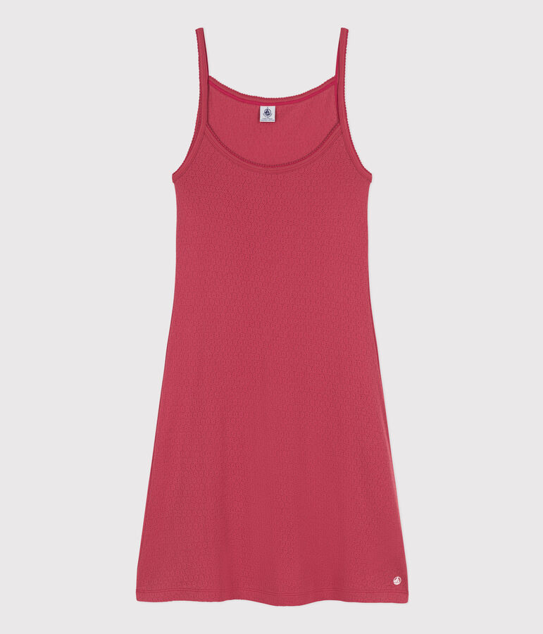 Nuisette unie en coton ajour&eacute; femme rose PAPI