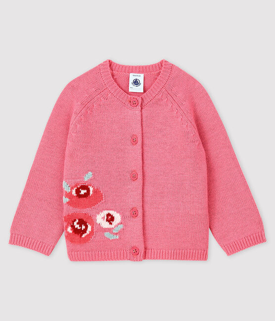 Cardigan bébé fille avec jacquard rose CHEEK