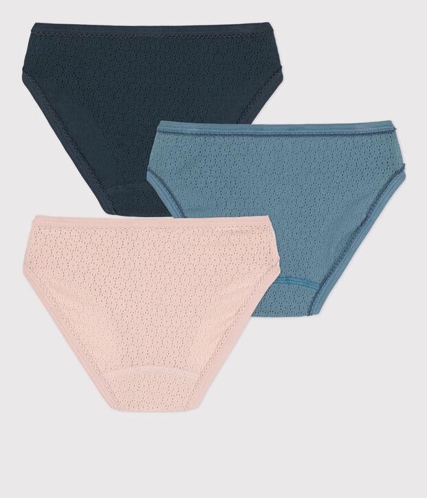 Lot de 3 culottes  en coton ajour&eacute; multicouleur