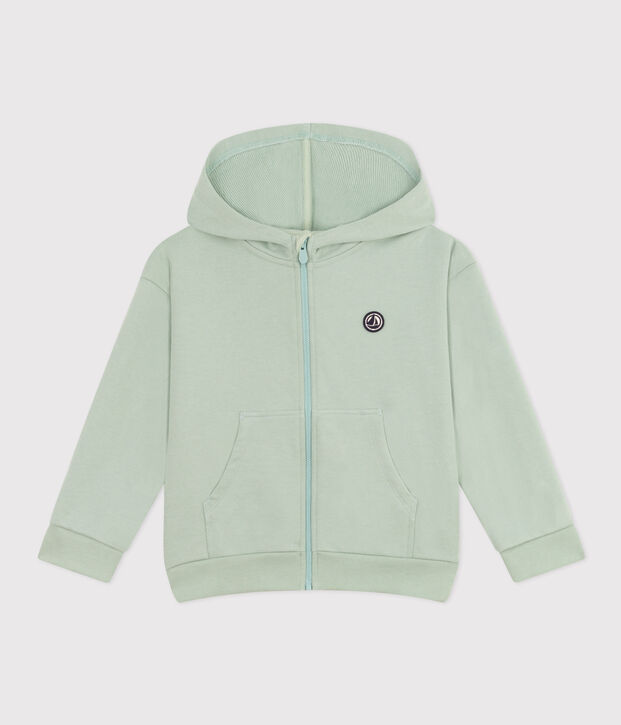 Sweatshirt zipp&eacute; &agrave; capuche en molleton enfant gar&ccedil;on vert