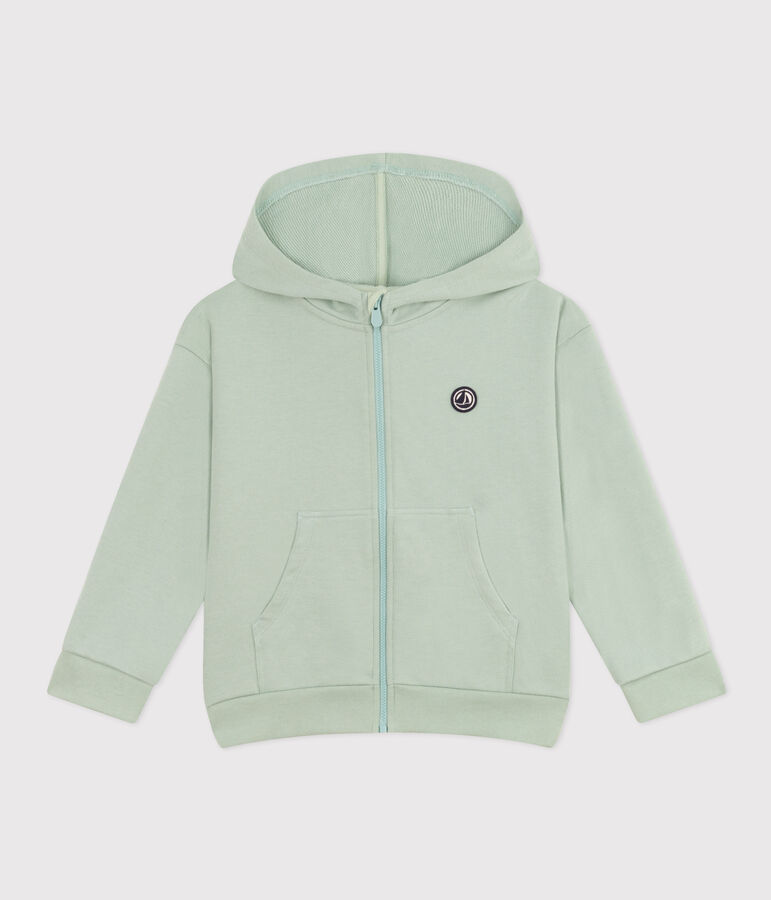 Sweatshirt zipp&eacute; &agrave; capuche en molleton enfant gar&ccedil;on vert