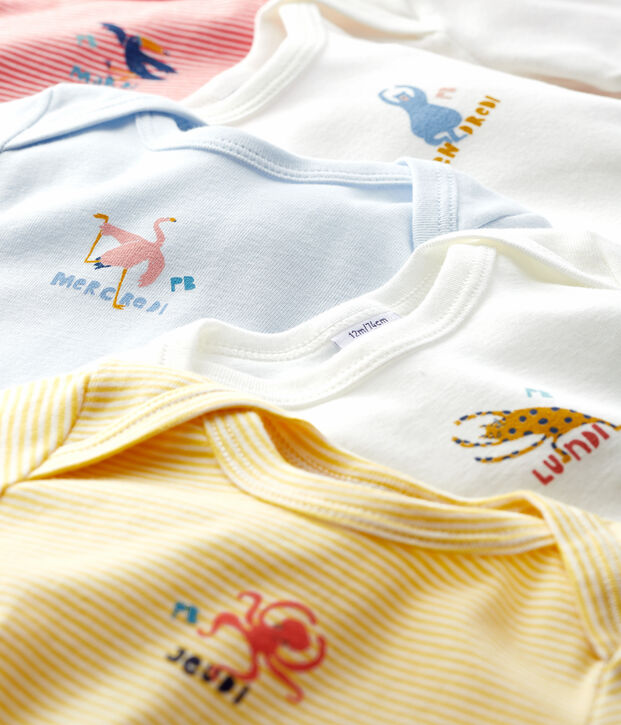 Lot de 5 bodies manches longues b&eacute;b&eacute; garcon multicouleur