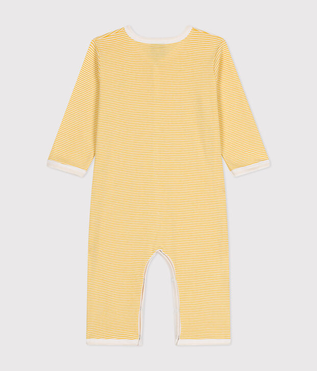 Pyjama  sans pieds b&eacute;b&eacute; en coton jaune/blanc