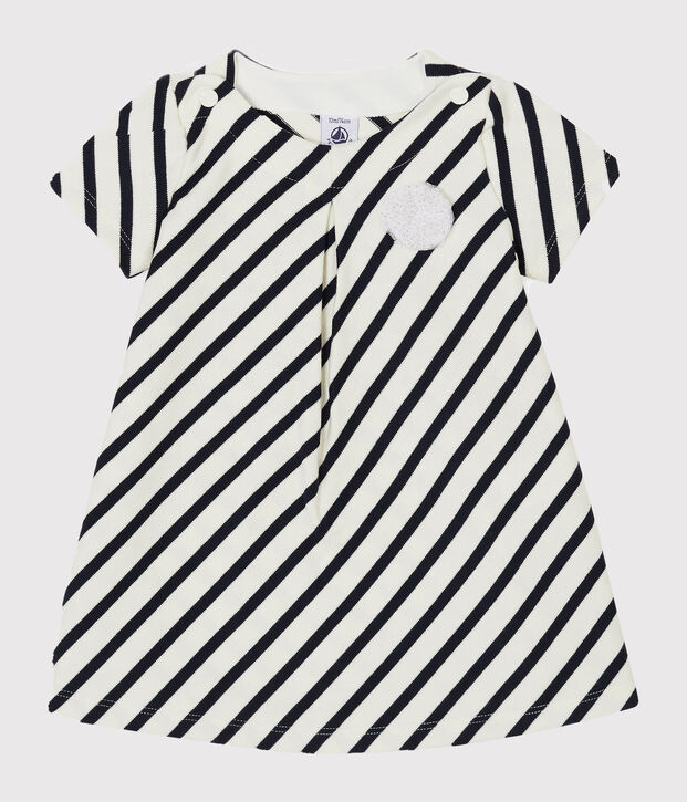 Robe manches courtes b&eacute;b&eacute; fille ray&eacute;e blanc/bleu