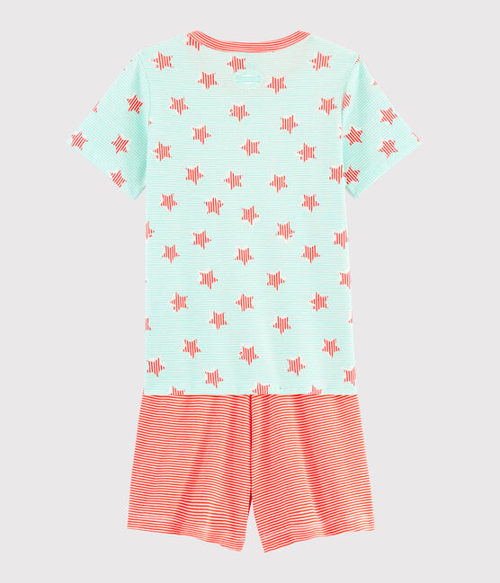 Pyjama rayé à étoiles petit garçon en côte blanc MARSHMALLOW/blanc MULTICO
