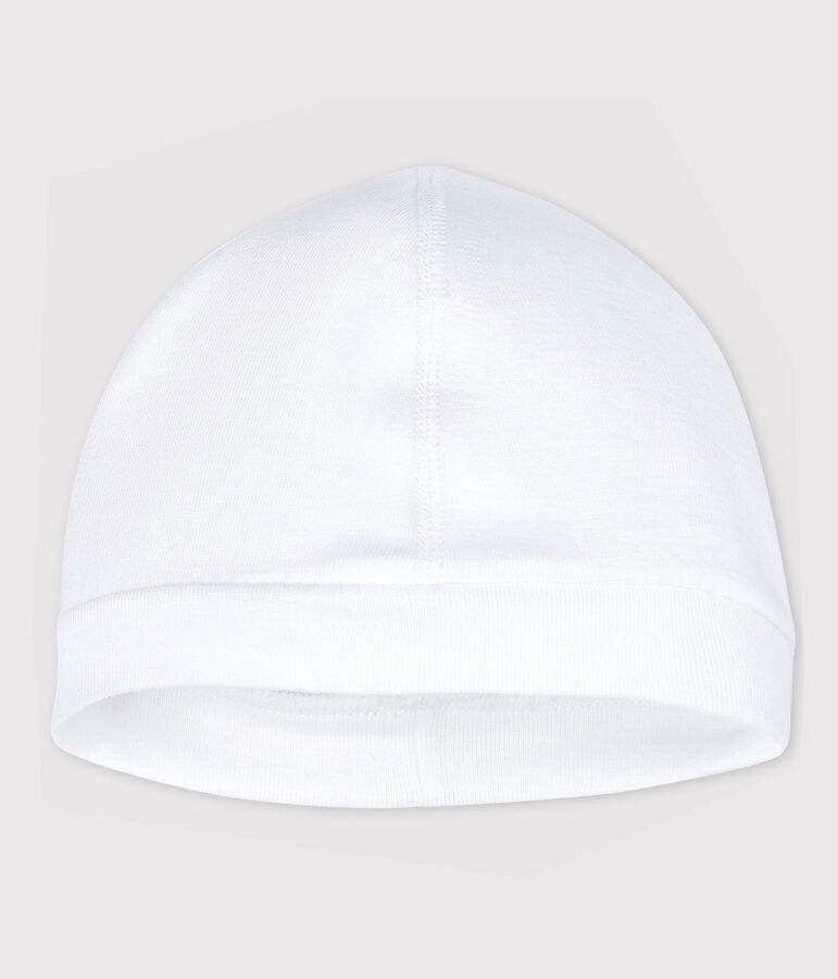 Bonnet naissance blanc b&eacute;b&eacute; en coton biologique blanc ECUME