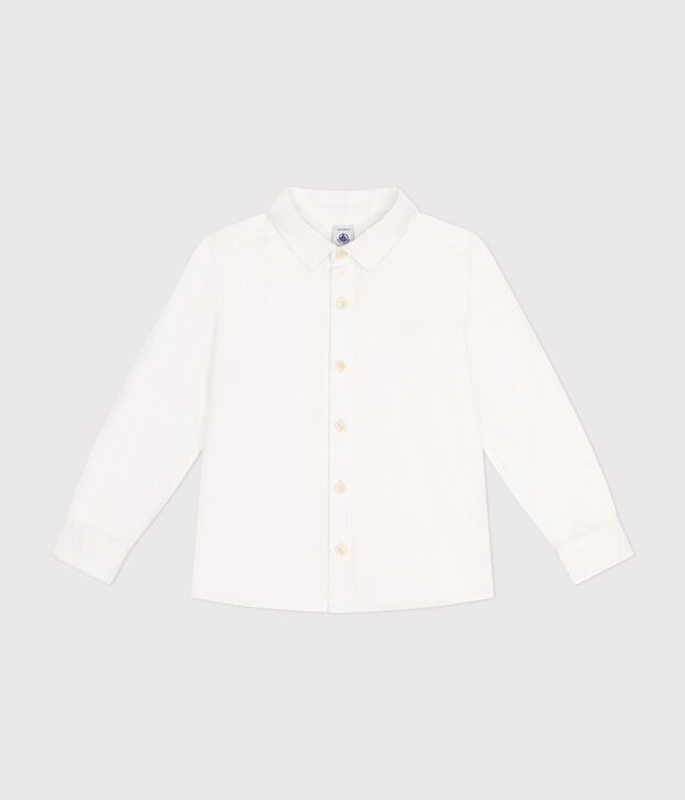 Chemise en popeline enfant gar&ccedil;on blanc