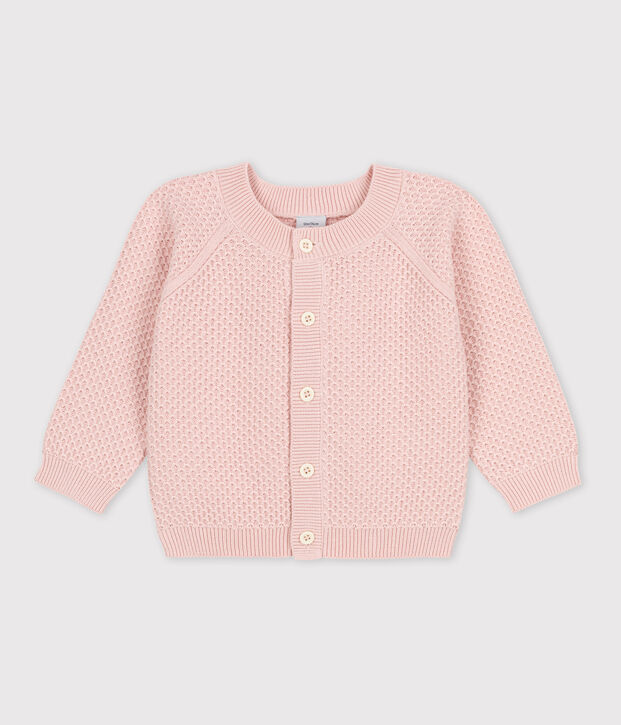 Cardigan b&eacute;b&eacute; en tricot en coton rose
