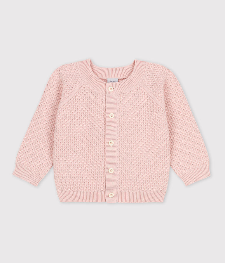 Cardigan b&eacute;b&eacute; en tricot en coton rose SALINE