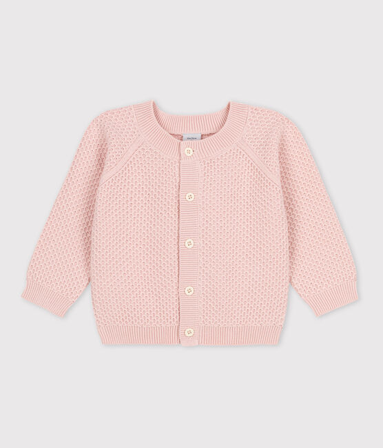 Cardigan bébé en tricot en coton rose SALINE