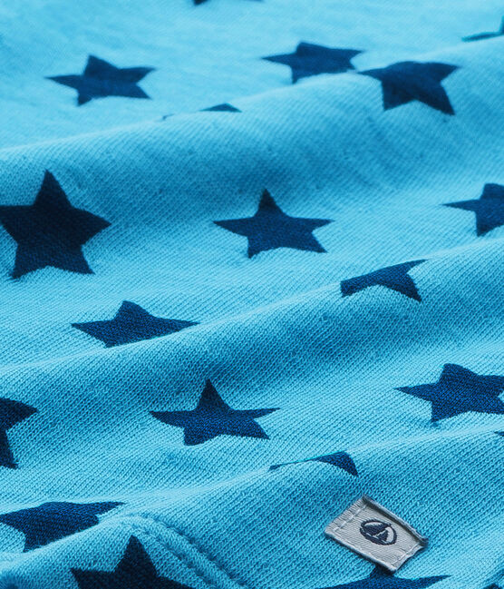 Pyjama garçon en tubique imprimé / rayé bleu IBIZA/bleu MAJOR